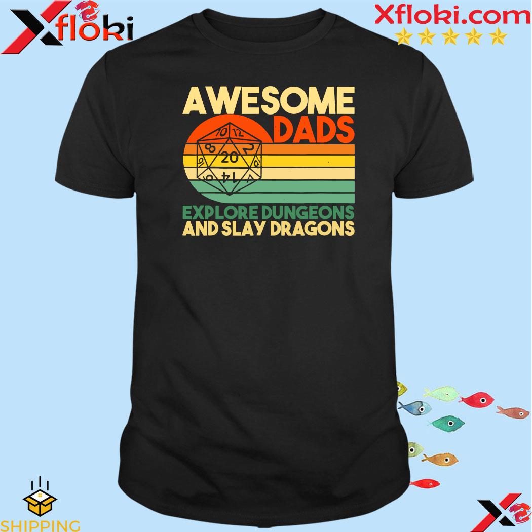Awesome dads explore dungeons and slay dragons vintage 2023 t-shirt