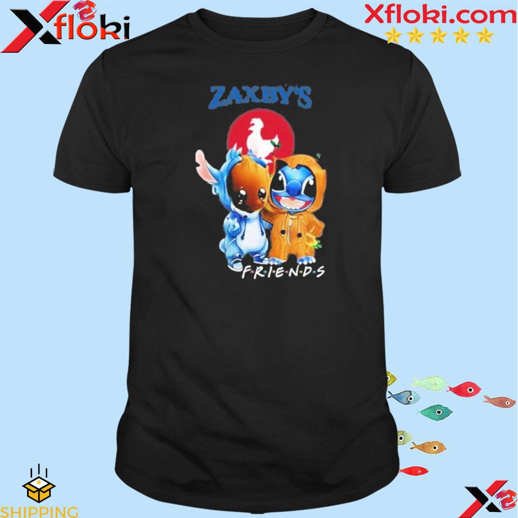 baby groot and baby stitch friends zaxby's logo shirt