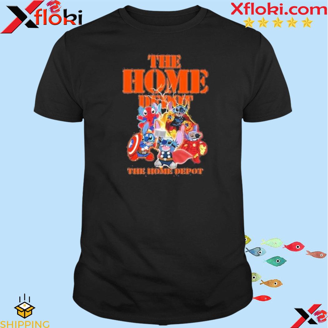Official baby stitch avengers the home depot logo 2023 t-shirt