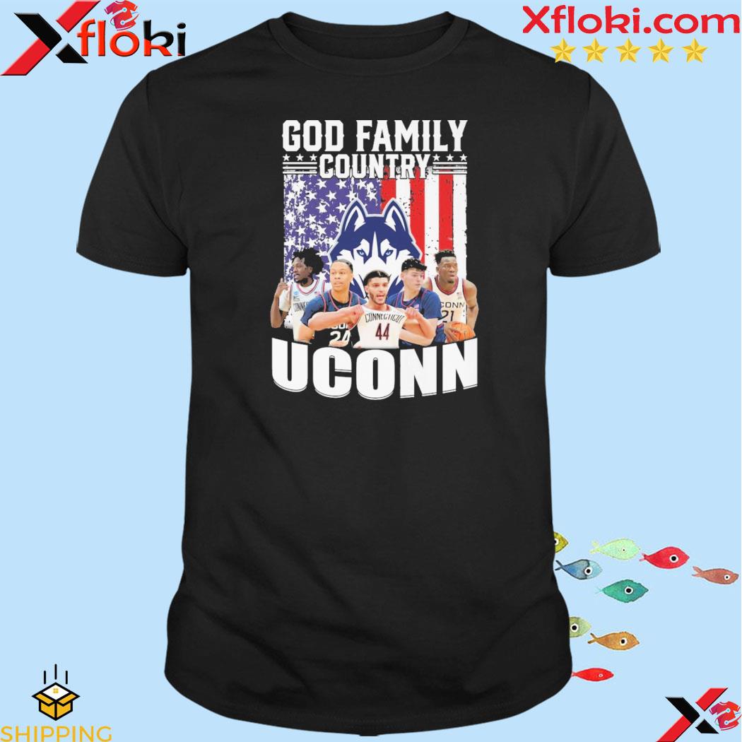 Official god family country uconn American flag shirt
